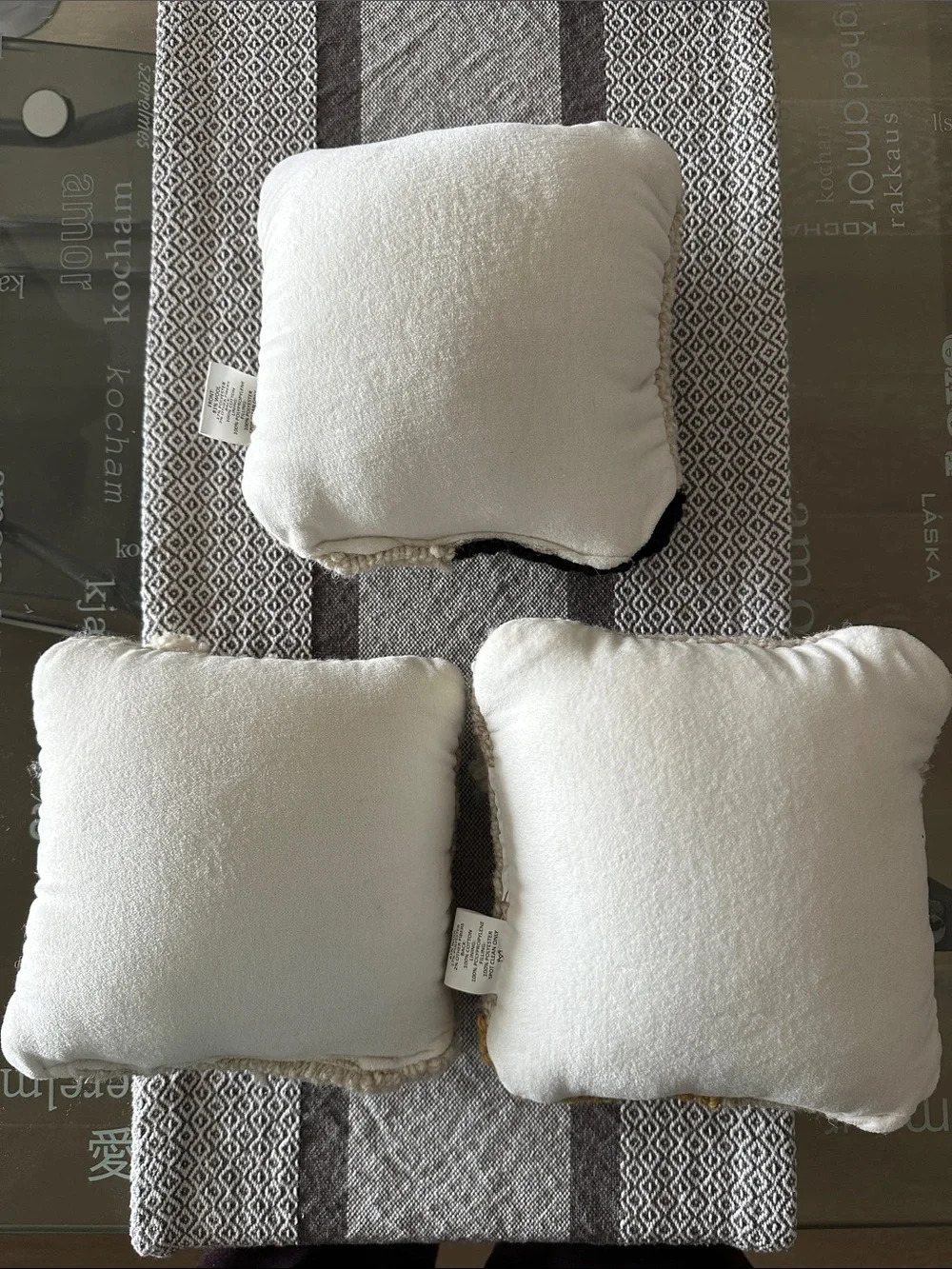 New set of 3 Christmas hooked wool dog pillows Mud Pie